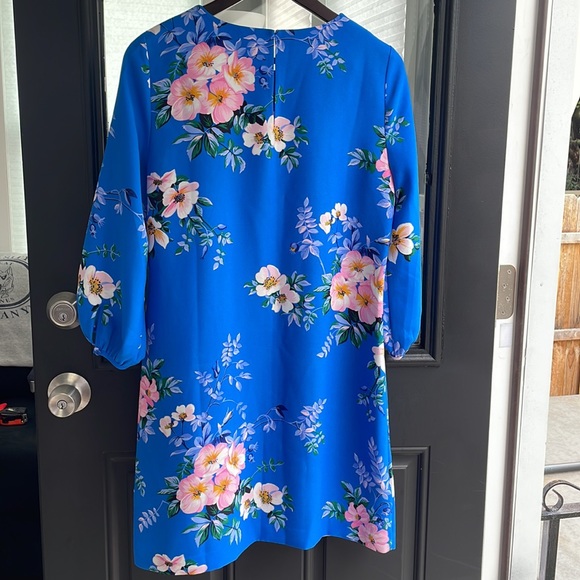 Like new Ann Taylor 8P blue dress with pink floral pattern and 3/4 sleeves - Picture 6 of 6